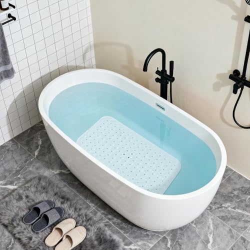 Anti-Slip Bathtub Shower Mat 28×15 Inch Clear White - Image 4