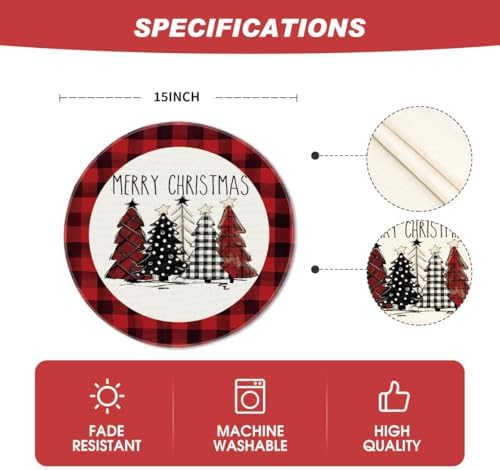 Artoid Mode Watercolor Red and Black Buffalo Plaid Christmas Trees Merry Xmas - Image 6