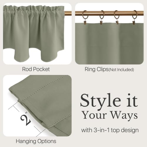 NICETOWN Greyish Green Valances 4 Panels - Image 3