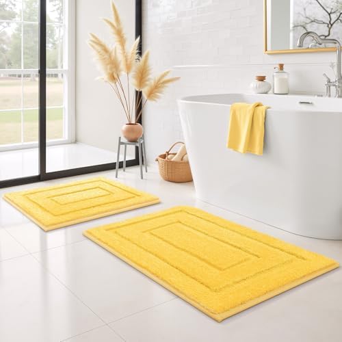 GRANNY SAYS Yellow Bathroom Rugs Set 2 Piece, Non Slip Bath Mats by GRANNYSAYS