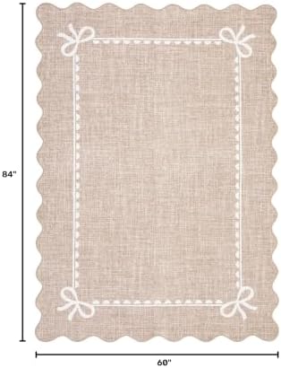 GarveeHome Scalloped Bow Rug 5x7 Washable Camel Rug - Image 2