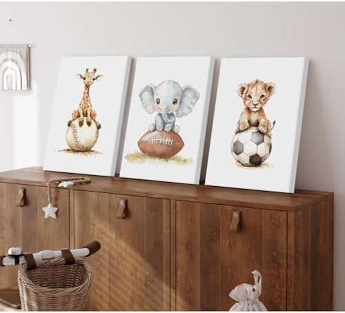 Sports Nursery Wall Art Baby Boys Room Canvas Pictures Safari Animal Wall Decor - Image 4