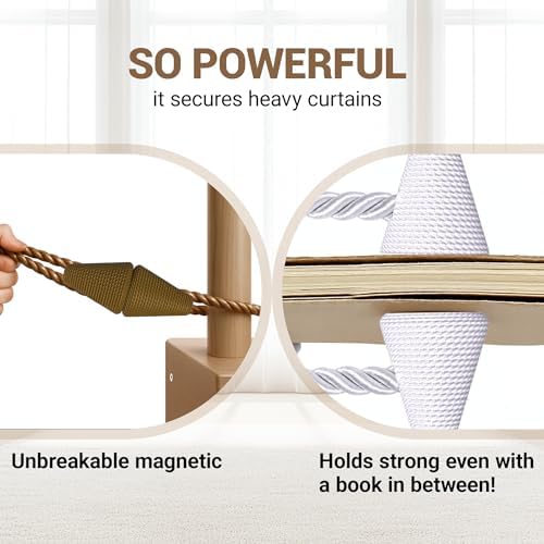 Hion Magnetic Curtain Tiebacks Dark Brown 2pcs, Curtain Holdbacks Hooks - Image 6