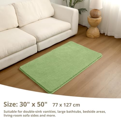 Polyester Bathroom Rug 30"x50" Olive Green, Large Soft Bath Mat - Image 2