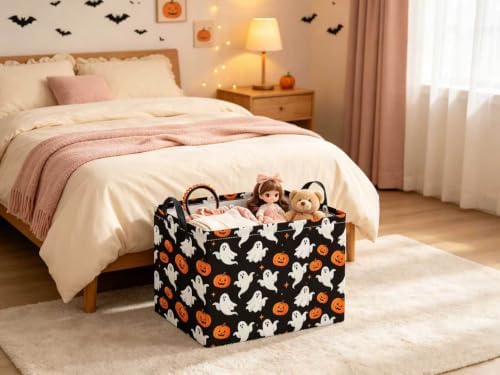 Halloween Basket Cute Baskets for Kids Pumpkin Basket Rectangular Storage Bin - Image 5