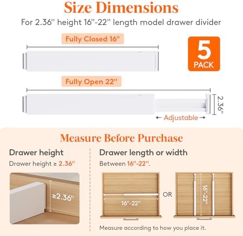 Lifewit 2.36" Upgrade Kitchen Drawer Dividers, Adjustable Drawer Organizer - Image 2