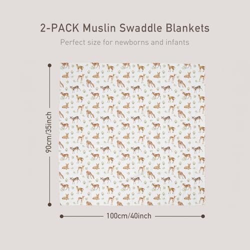 GLLQUEN BABY Muslin Swaddle Blankets 2Pk Receiving Blanket Large 35" x 40" - Image 5