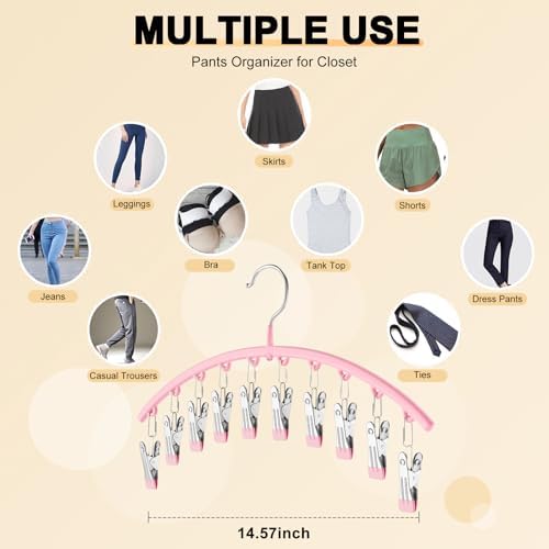 Legging Organizer for Closet, Metal Yoga Pants Hangers 2 Pack w/10 Clips Holds - Image 4