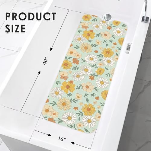 Bathtub Shower Mat 40X16 Inch, for Toddler, Floral Boho - Image 2