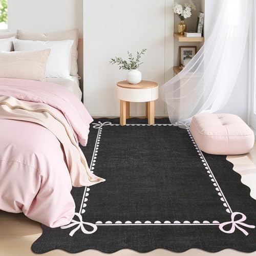 GarveeHome Scalloped Bow Rug 5x7 Washable Rug - Image 3