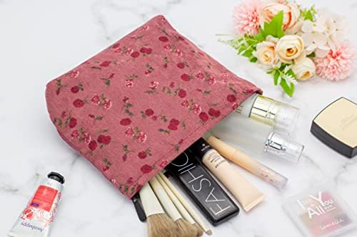 PAZIMIIK Makeup Bag Large Zipper Corduroy Make Up Pouch - Image 6
