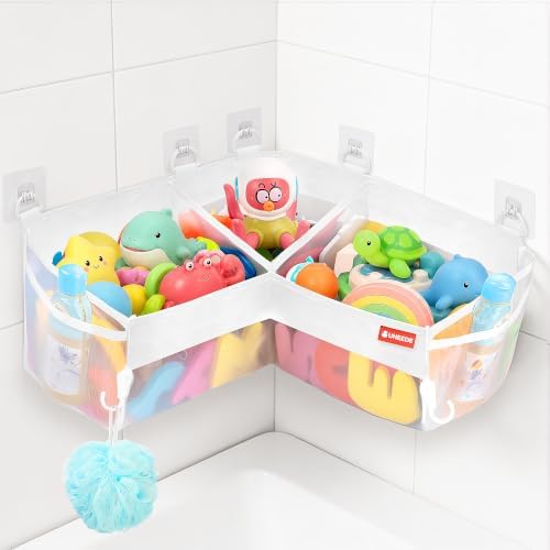 UNEEDE Bath Toy Storage 3 Compartment Corner Bath Toy Storage Organizer by UNEEDE