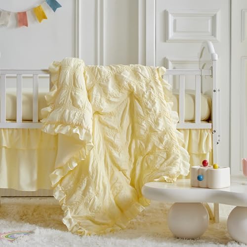 Ruffled Mini Crib Bedding Set Baby Boho Quilted Comforter - Image 6