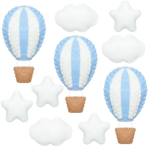 Poen 10 Pcs Hot Air Balloon Felt Wall Decor, Nursery Stars Clouds by Poen