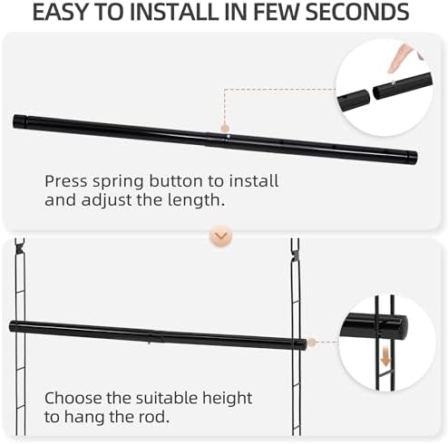 STORAGE MANIAC Hanging Closet Rod, Adjustable Width and Height Closet Hanging - Image 4