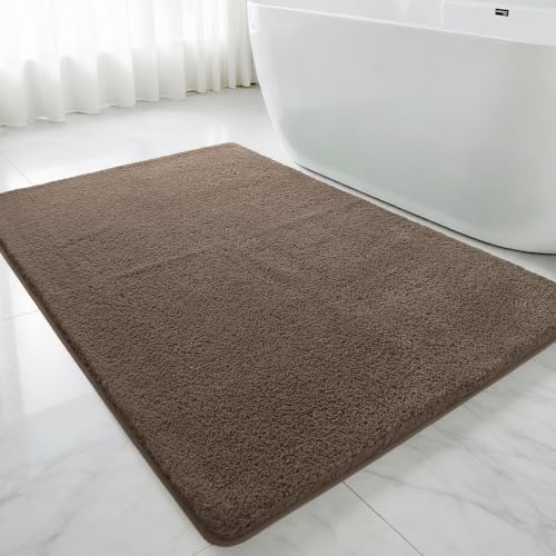 Polyester Bathroom Rug 40"x60" Brown, Large Soft Shaggy Bath Mat by Kildoss