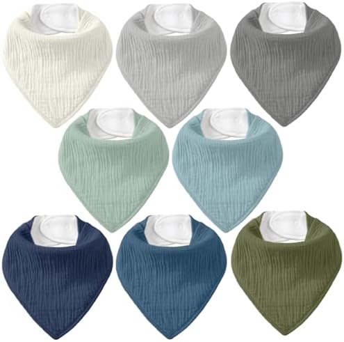8 Pack Muslin Baby Bandana Bibs by CivaruaKids