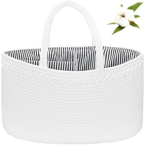 ABenkle X-Large Diaper Caddy Organizer, Boho Rustic Cotton Rope Nursery Baby by ABenkle