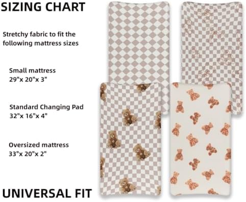 Fitted Baby Neutral Changing Pad Covers Bear and Buffalo Check Plaid Breathable - Image 7
