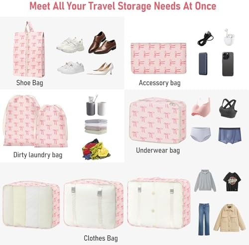 8 Set Packing Cubes for Travel Suitcase Organizer Bags Luggage Packing Cubes - Image 5