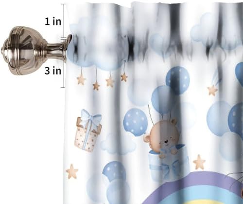 Rainbow Valances Curtain Cute Lovely Blue Bear Cloud Rainbow Window Treatment - Image 3