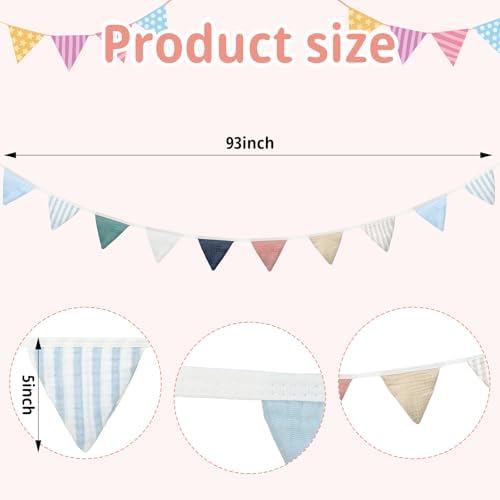 Oudain 2 Pcs Pennant Banner Flags Nursery Garland Triangle, Elegant Color - Image 2