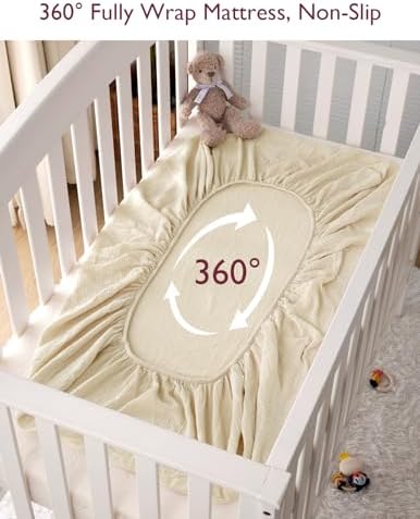 Momcozy Mini Crib Sheets 38"x26", Pack and Play Sheet - Image 6