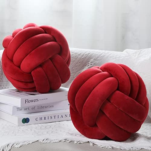 Namalu 10.6 Inches 2 Pcs Knot Pillow Decorative Throw Pillow, Wine Red by Namalu