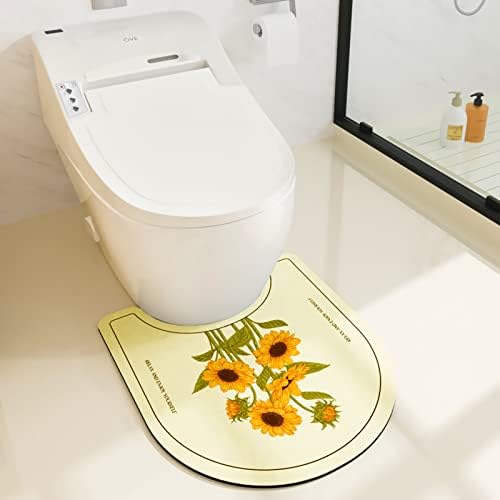 UKELER Floral Bathroom Contour Rug 21.6''×19.6'' Sunflower Absorbent Non Slip by Ukeler