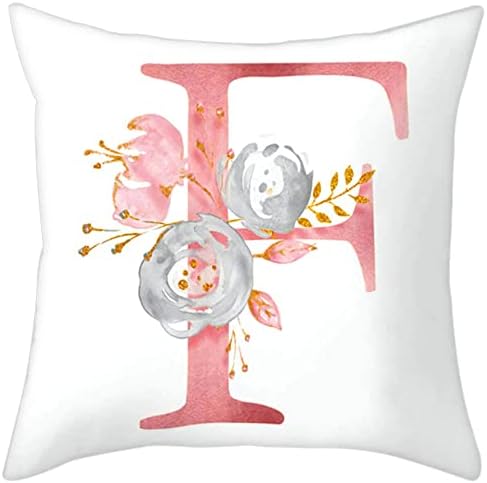 Throw Pillow Covers Alphabet Decorative Pillow Cases ABC Letter Flowers Cushion by Eanpet