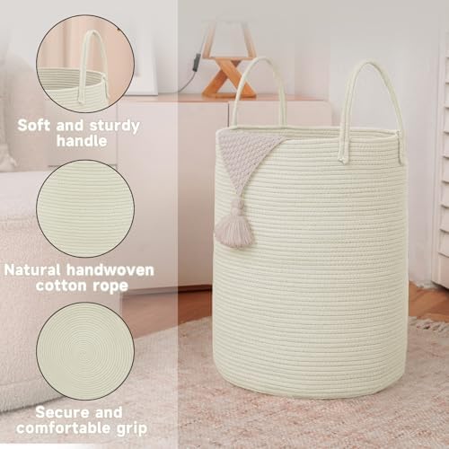 JMvicyroam 60L Cotton Rope Laundry Basket Hamper - Image 6