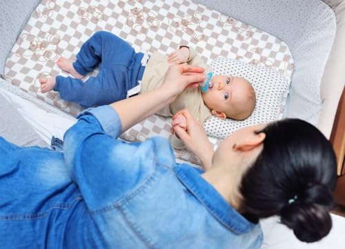 Fitted Baby Neutral Pack N Play Sheets Mini Crib Sheets Bear and Buffalo Check - Image 4