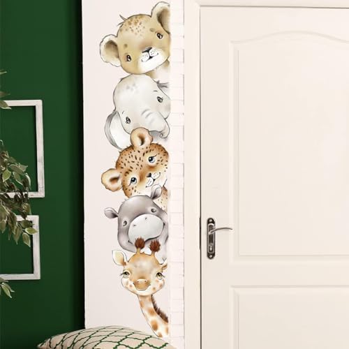 51.18x10.94 Inch Watercolor Jungle Animal Wall Decals by clothmile