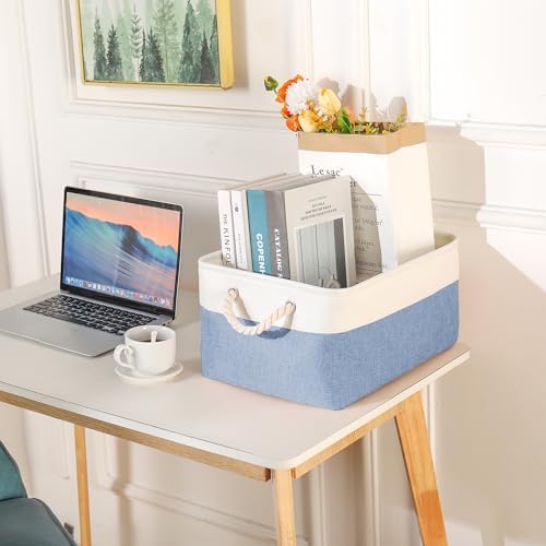 Storage Bins with Sturdy Cotton Handles, Fabric Storage Baskets - Image 5