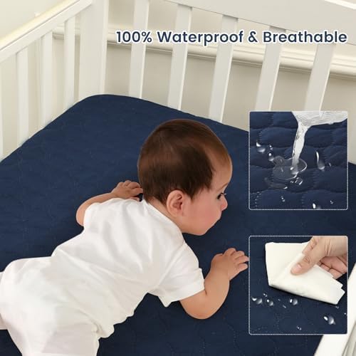 David’s Kids 2 Pack Mini Crib Waterproof Cover, Soft Pad Cover - Image 5