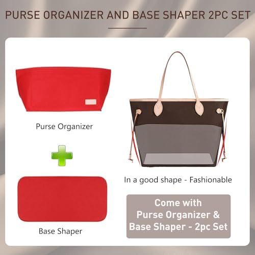Doxo Purse Organizer Insert for Handbags & Base Shaper 2pc Set, Felt Neverfull - Image 3