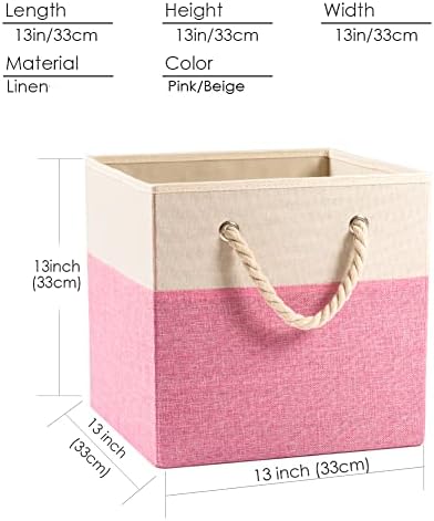 PRANDOM Large Foldable Cube Storage Bins 13x13 inch Fabric Linen Storage - Image 6