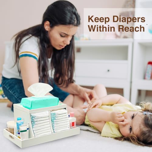Three colors Diaper Organizer, Wooden Diaper Caddy Organizer, Changing Table - Image 3