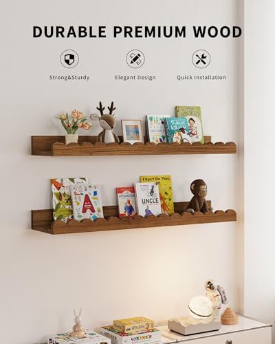 Shario Nursery Book Shelves, Scalloped Shelves, Wall Book Shelves - Image 2