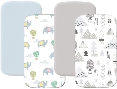4 Pack Stretchy Bassinet Sheets 20" x 35" Compatible by Haleeone