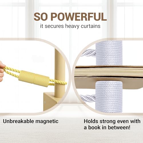 Hion Magnetic Curtain Tiebacks Golden 4pcs, Curtain Holdbacks Hooks Holders - Image 6