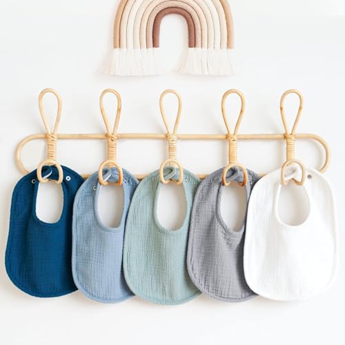Konssy 8-Pack Muslin Baby Bibs, Adjustable Fit - Image 6