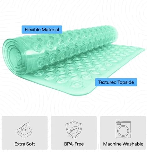 GORILLA GRIP Square Shower Stall Mat, Bathtub Floor Mat, 21x21 Green - Image 4