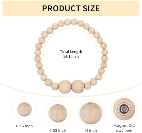 KLOGTSIND Magnetic Curtain Tiebacks, 4 Pack Wood Bead Curtain Holdbacks - Image 4