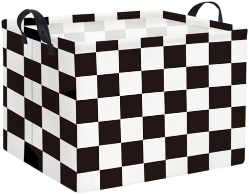 Rectangular Car Basket for Boys Checkered Basket Kids Baby Storage Bin by HIYAGON