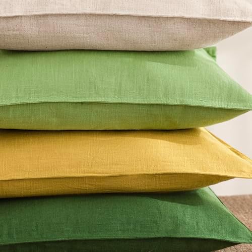 Foindtower Linen Solid Decorative Throw Pillow Covers 20x20 Ginger Yellow - Image 7