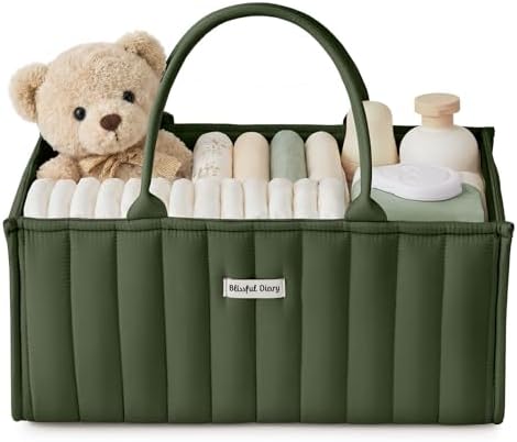 Blissful Diary Baby Diaper Caddy Organizer, Nursery Storage, Deep Green by BlissfulDiary
