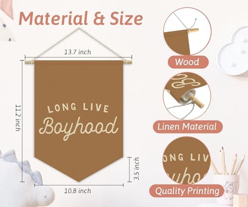 Fall Room Decor, Long Live Boyhood Boy Room Canvas Banner Nursery Playroom Wall - Image 5