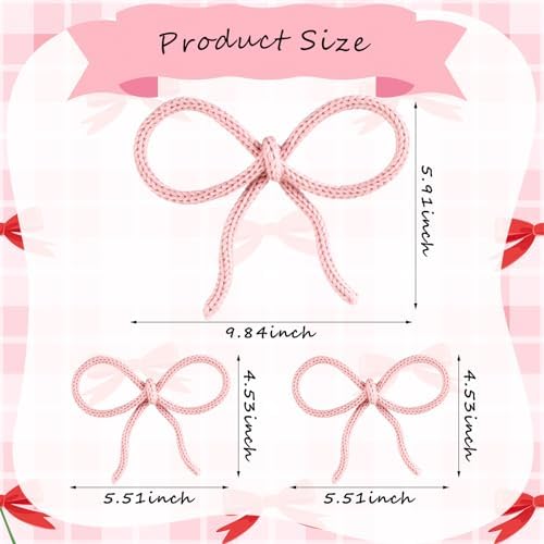 Barydat 6 Pcs Pink Bow Wall Decor Coquette Bow Nursery Decor - Image 2