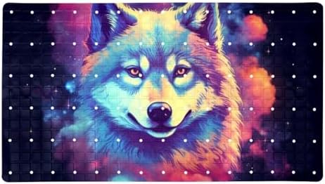 Shower Mat Non Slip 26.8 x 15.1 Inches, Wolf Nebula Bathtub Mat Shower Stall by Anna+Cowper